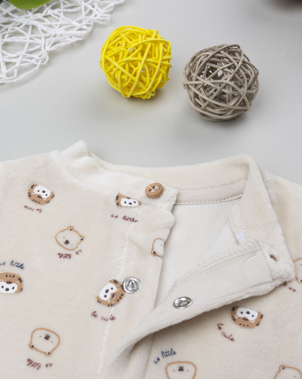 βρεφικό φορμάκι σενίλ μπεζ woodland για αγόρι - Prénatal