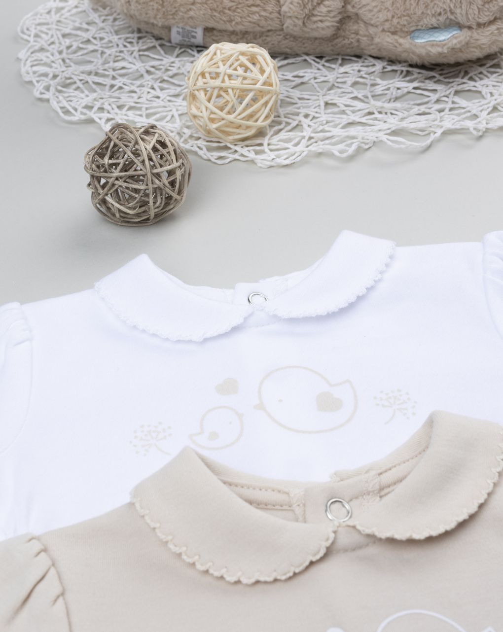 βρεφικά σετ μπλούζα και γκέτα πακέτο x2 με πουλάκια για κορίτσι - Prénatal