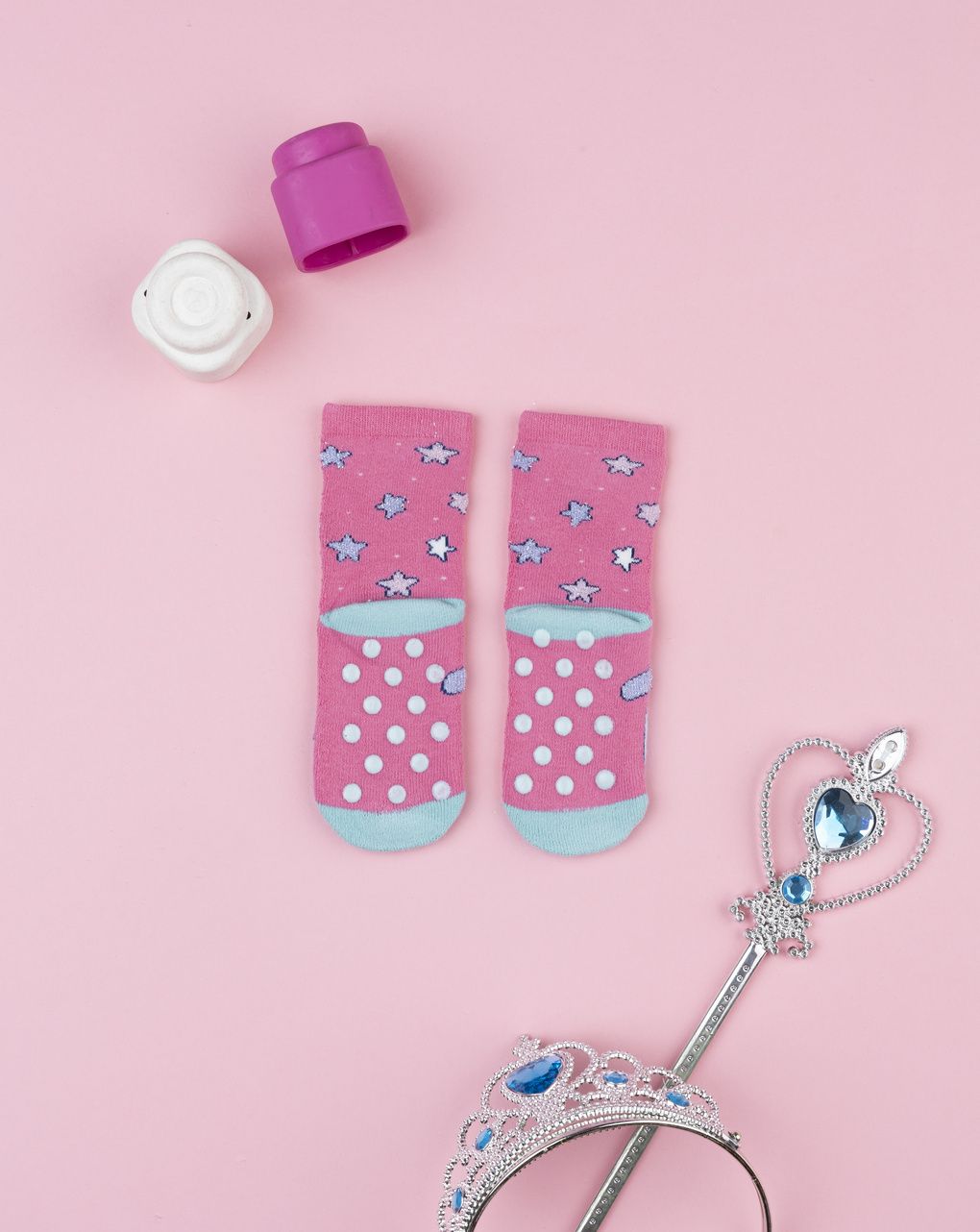 βρεφικές αντιολισθητικές κάλτσες με αστέρια για κορίτσι - Prénatal