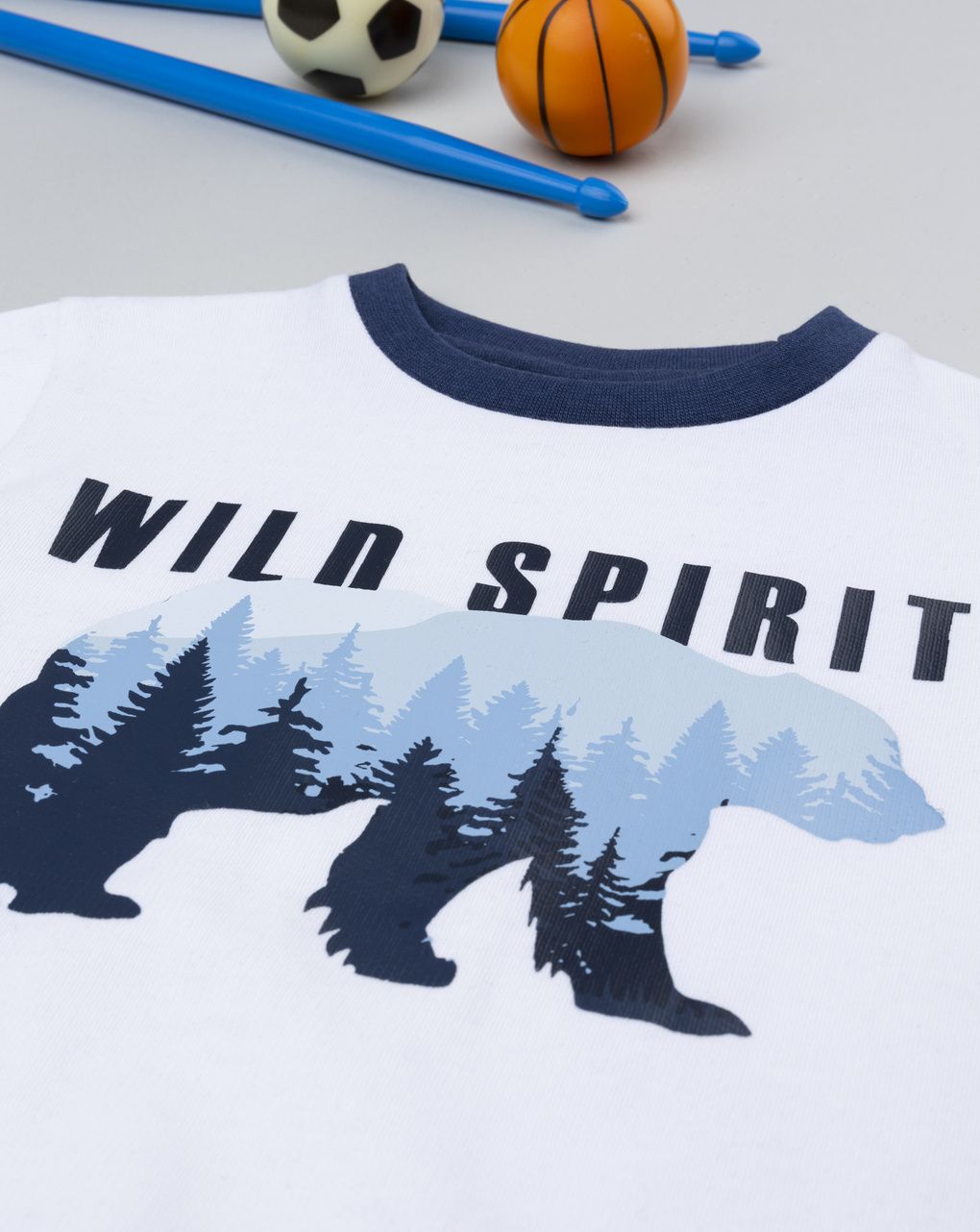 παιδική πιτζάμα λευκή/μπλε wild spirit για αγόρι - Prénatal