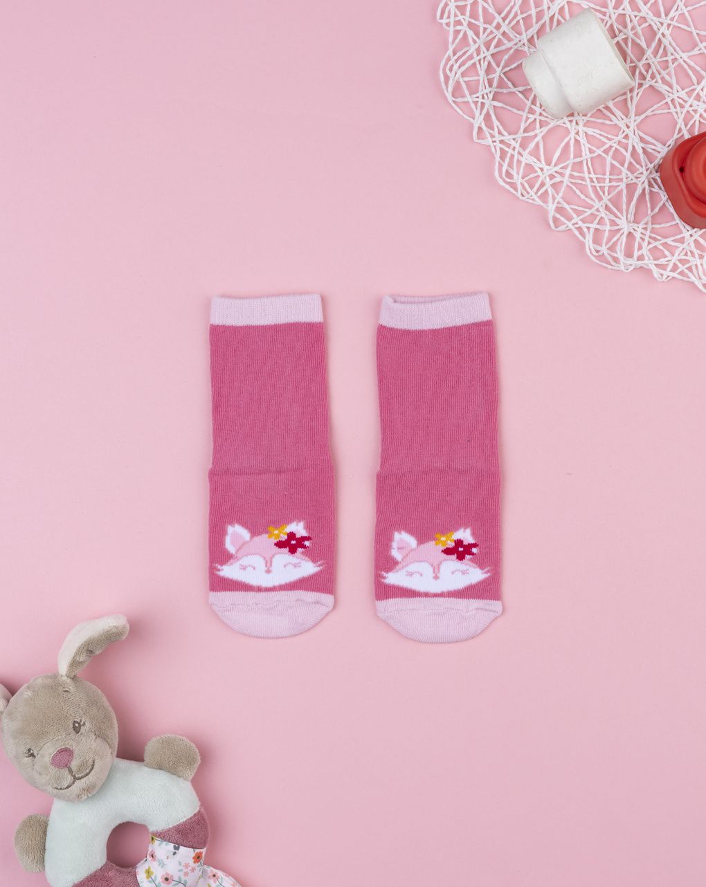 βρεφικές αντιολισθητικές κάλτσες με αλεπού για κορίτσι