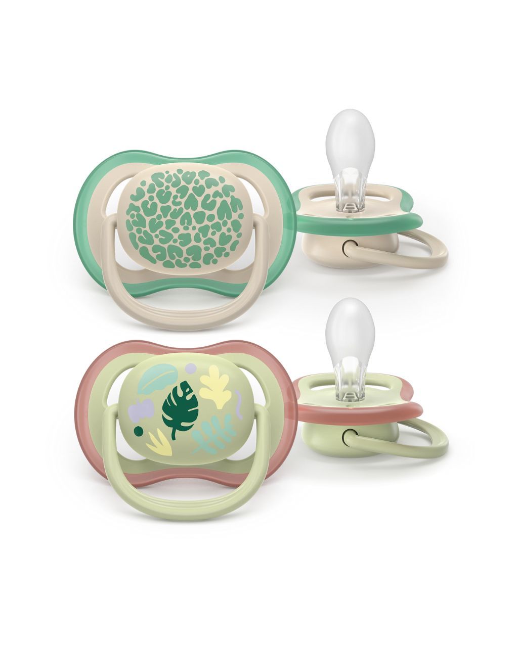 Philips avent ultra air πιπίλες σιλικόνης 2τμχ 6-18m pastel green/blue leaves scf087/17 - Philips Avent