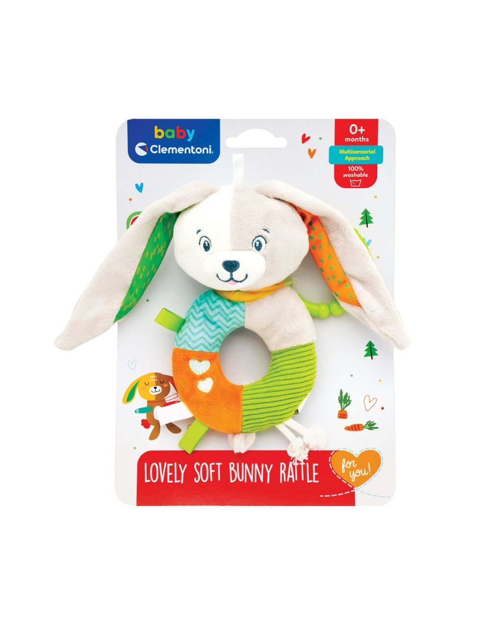 Baby clementoni for you βρεφική κουδουνίστρα μαλακό λαγουδάκι 0m+ 1000-17787 - BABY CLEMENTONI