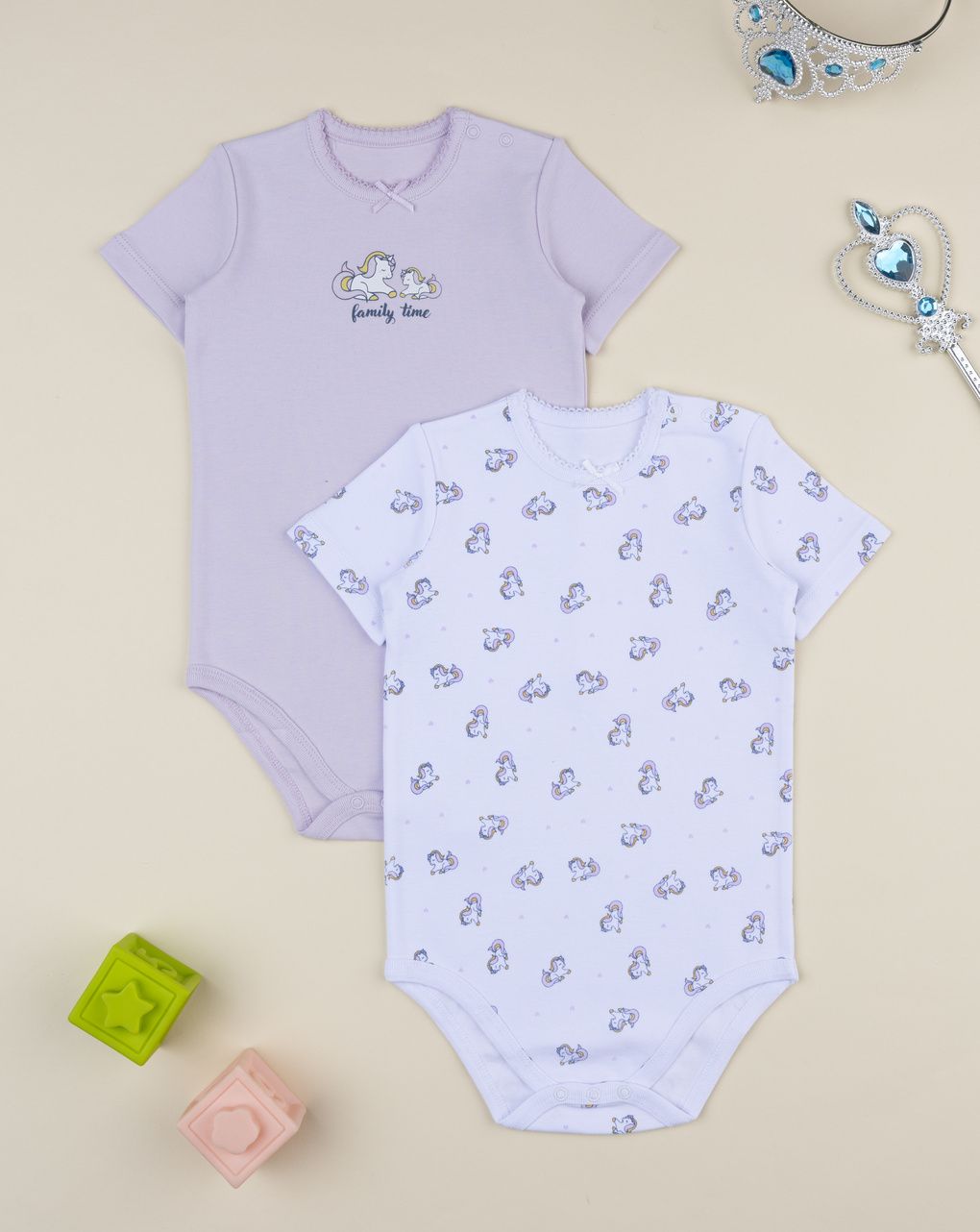 βρεφικά κορμάκια πακέτο x2 family time για κορίτσι