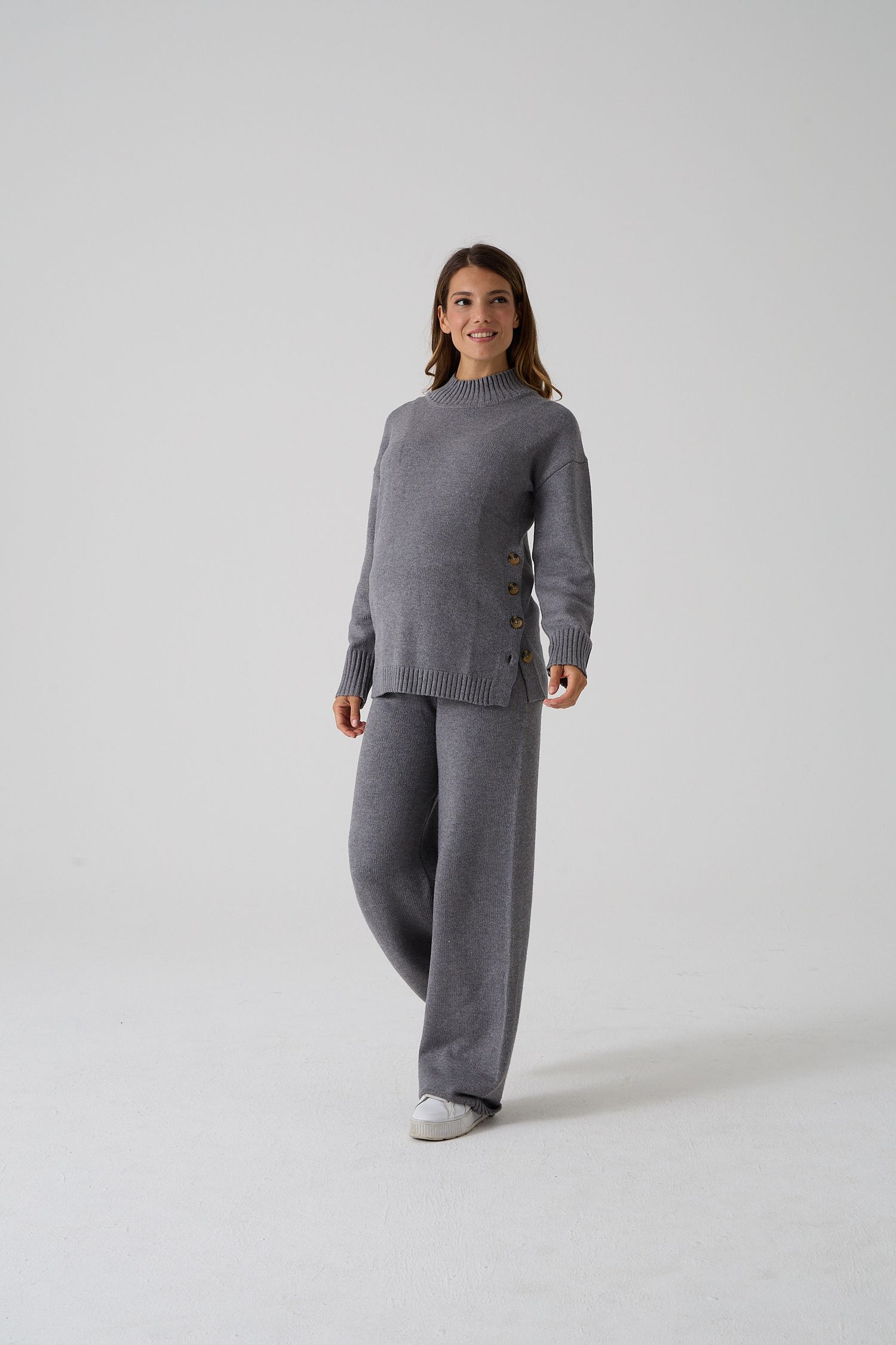 γυναικείο πλεκτό παντελόνι εγκυμοσύνης γκρι