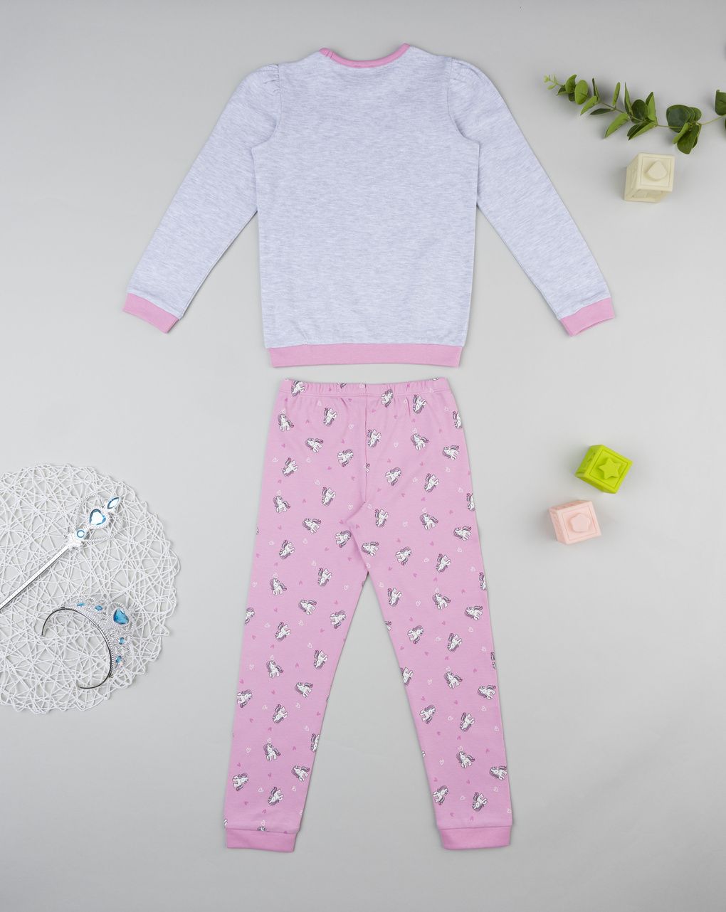 παιδική πιτζάμα γκρι/ροζ dream για κορίτσι - Prénatal