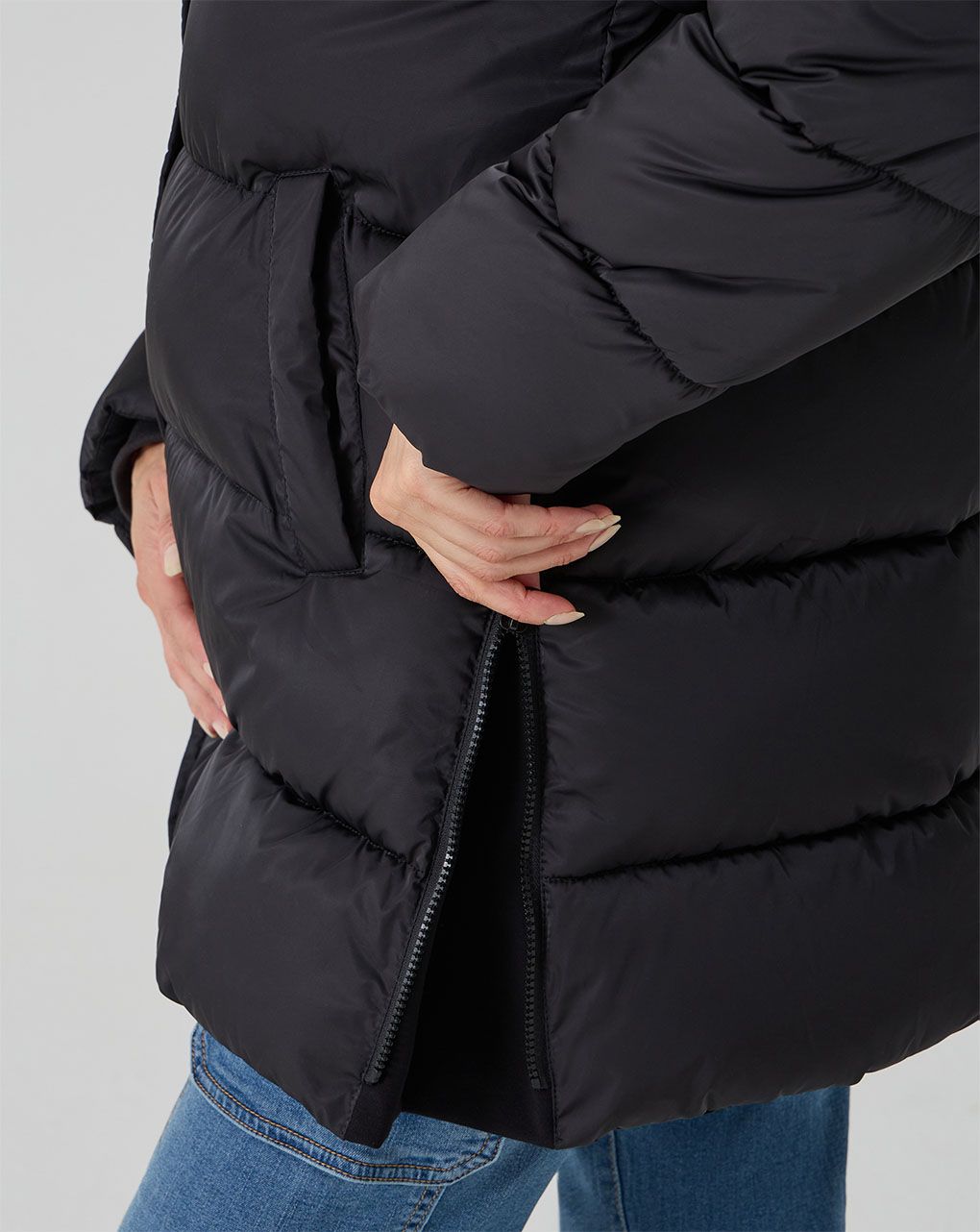 γυναικείο μπουφάν puffer εγκυμοσύνης μαύρο - Prénatal