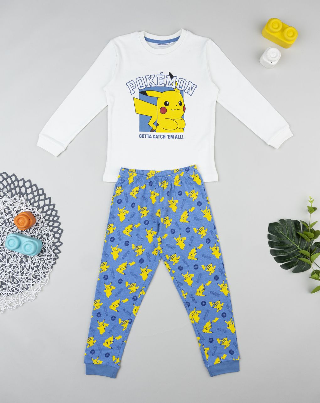 παιδική πιτζάμα λευκή/μπλε pokémon για αγόρι