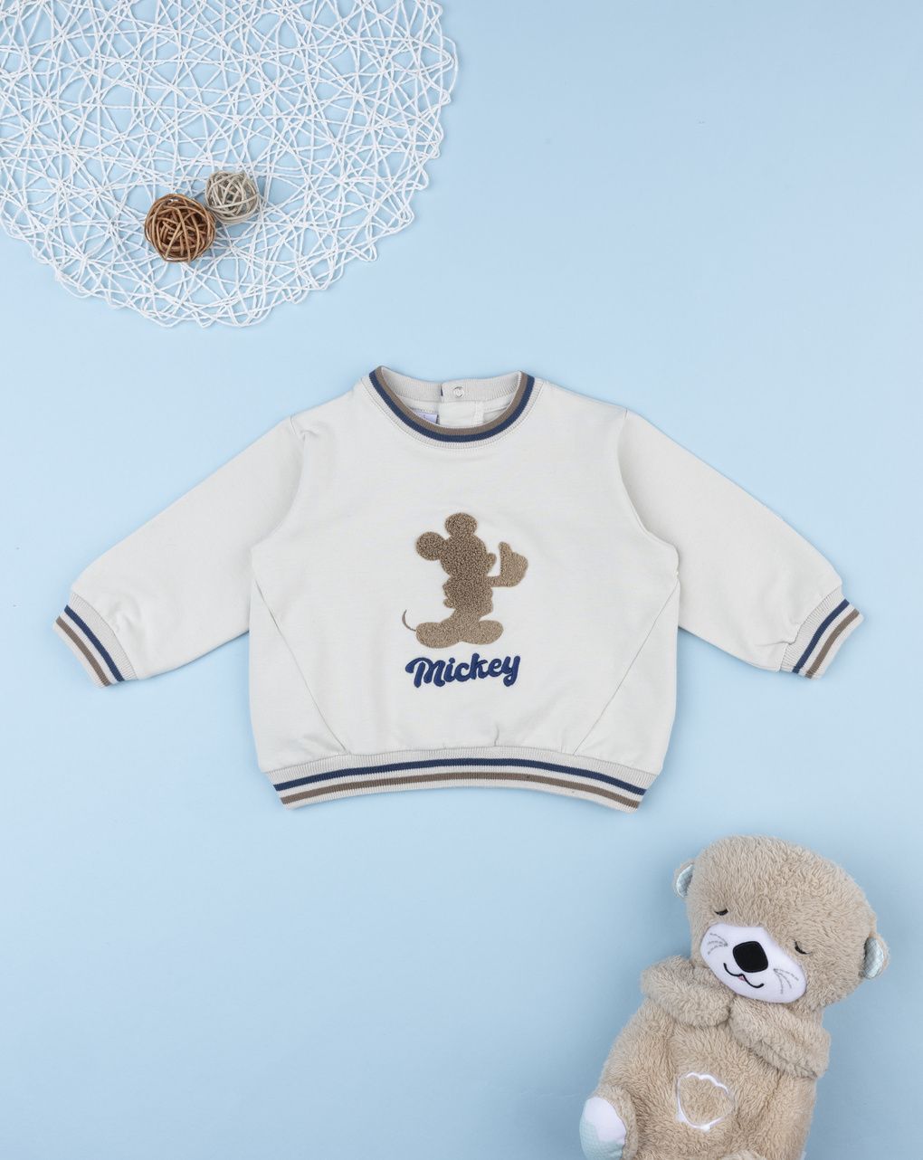 βρεφική μπλούζα φούτερ μπεζ mickey για αγόρι