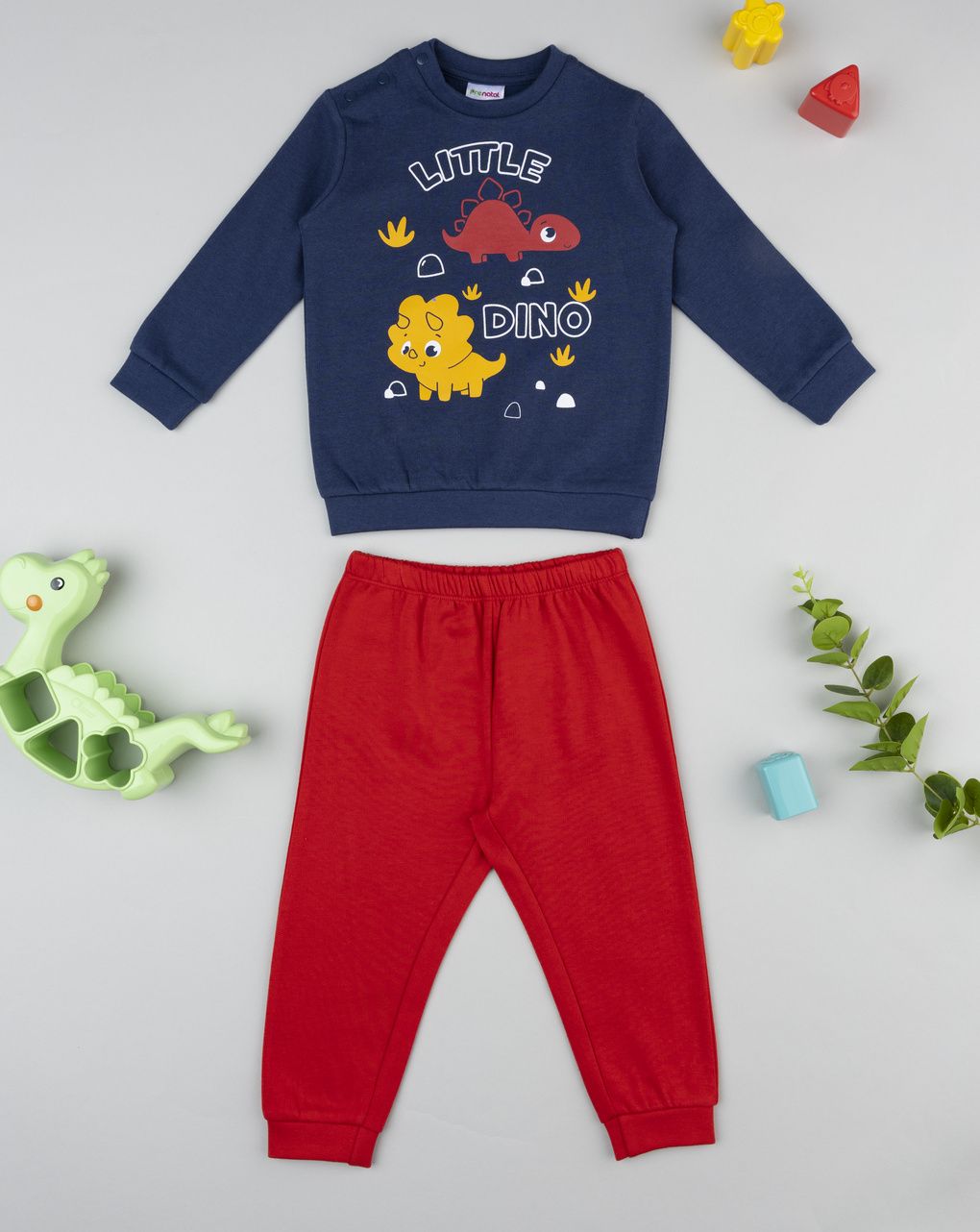 βρεφική πιτζάμα μπλε/κόκκινη little dino για αγόρι - Prénatal