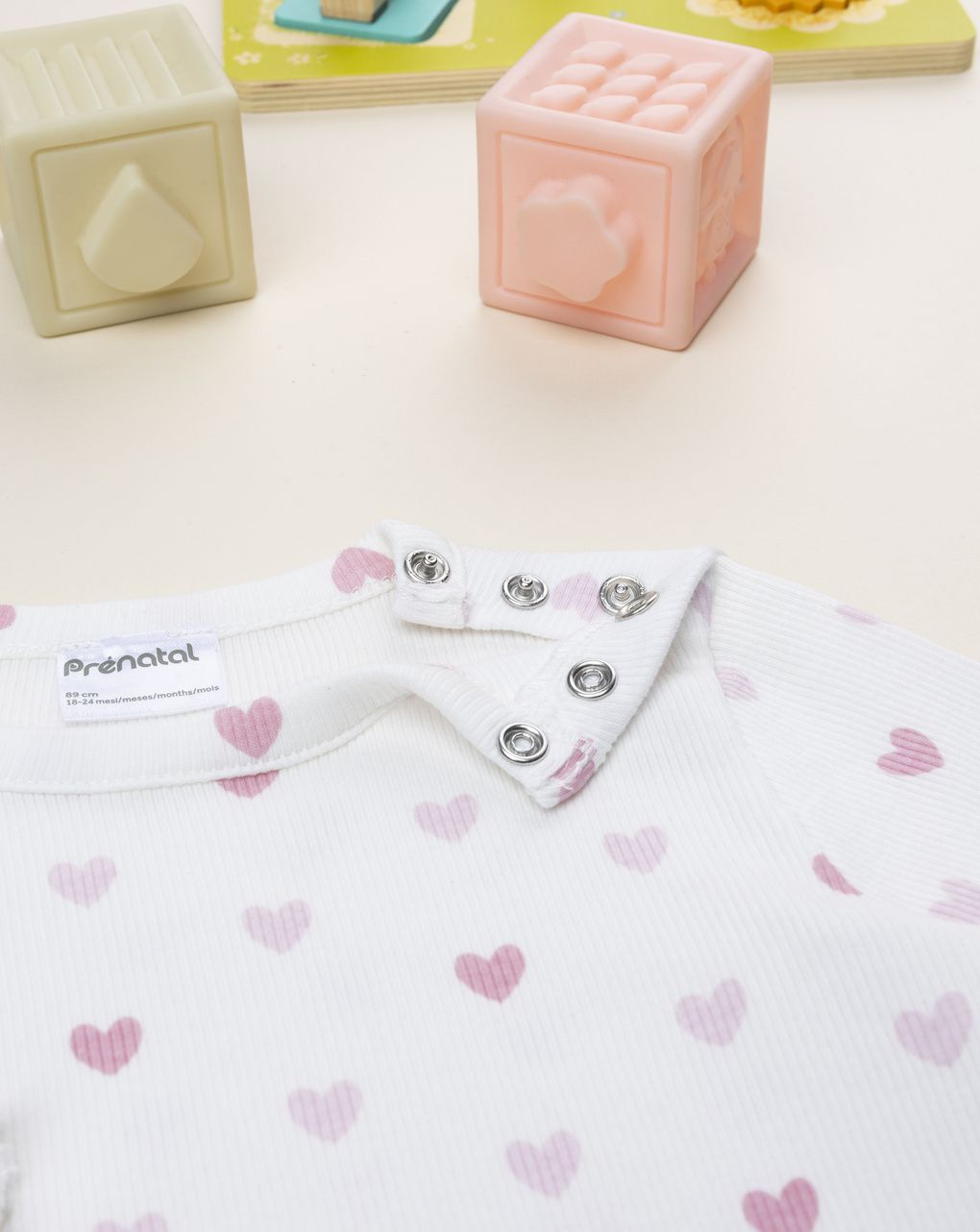 βρεφική πιτζάμα λευκή με καρδούλες για κορίτσι - Prénatal
