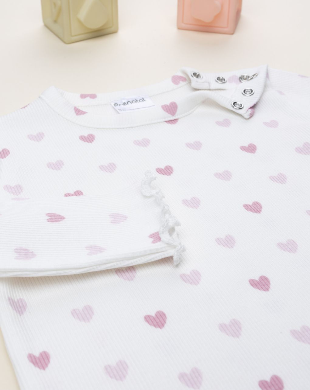 βρεφική πιτζάμα λευκή με καρδούλες για κορίτσι - Prénatal