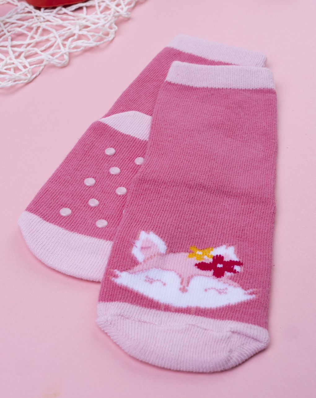 βρεφικές αντιολισθητικές κάλτσες με αλεπού για κορίτσι - Prénatal