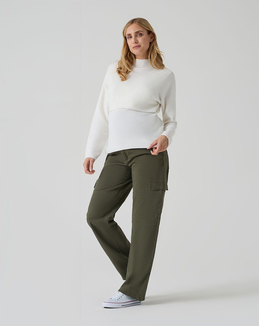γυναικείο παντελόνι εγκυμοσύνης cargo χακί