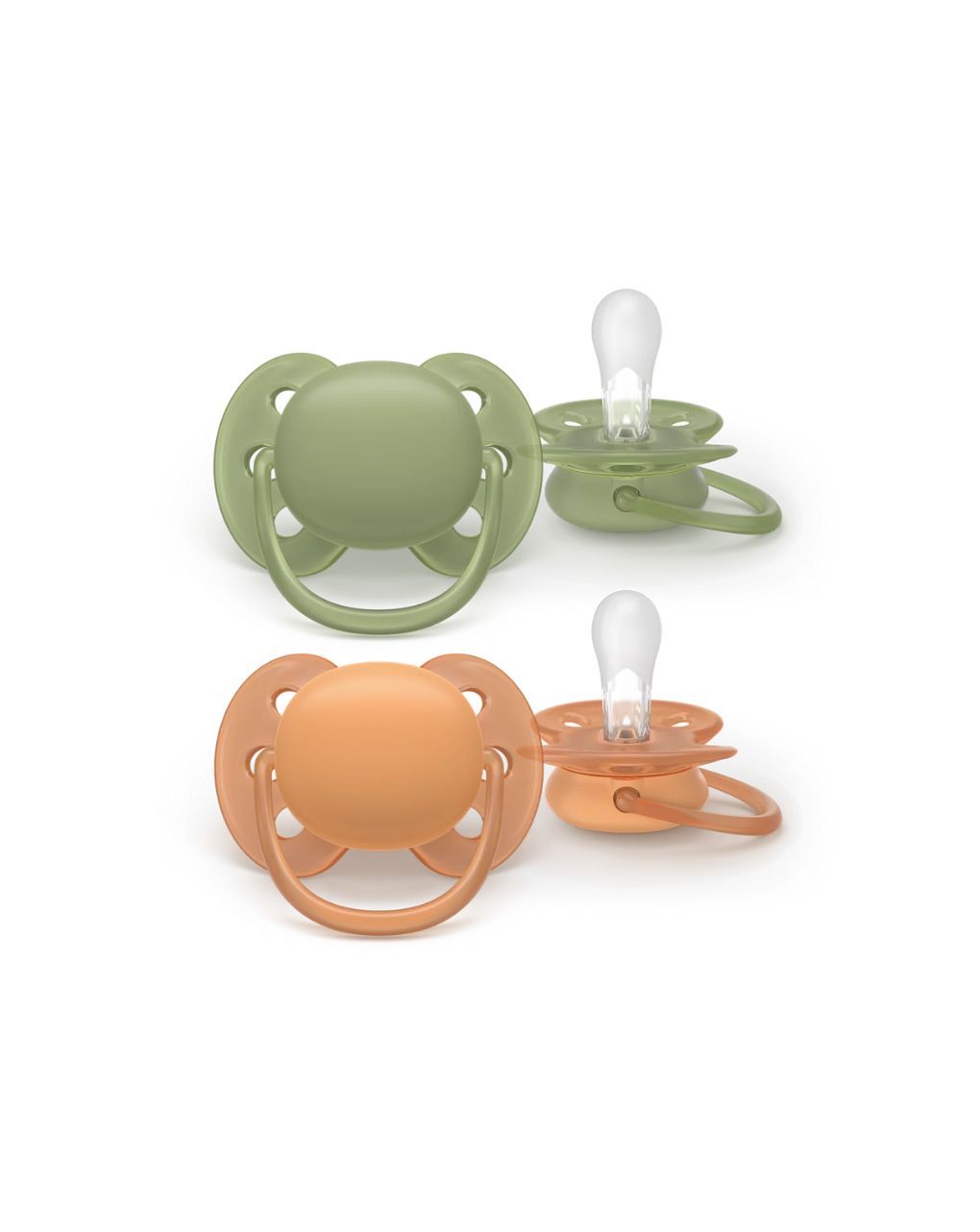 Philips avent ultra soft πιπίλες σιλικόνη 2τμχ 18 μηνών+ χακί/πορτοκαλί scf093/05