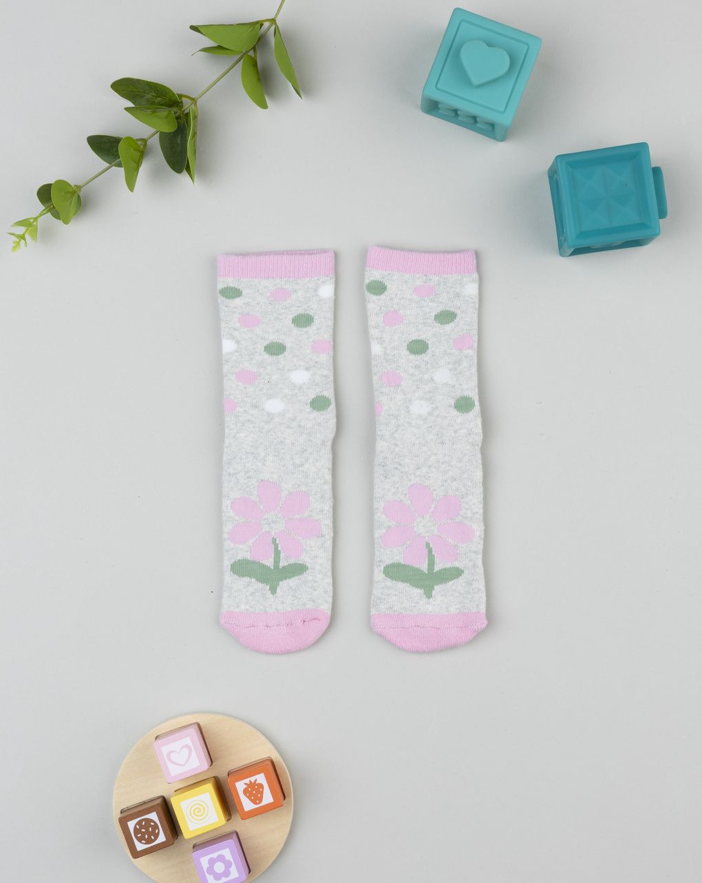 παιδικές αντιολισθητικές κάλτσες με λουλούδια για κορίτσι
