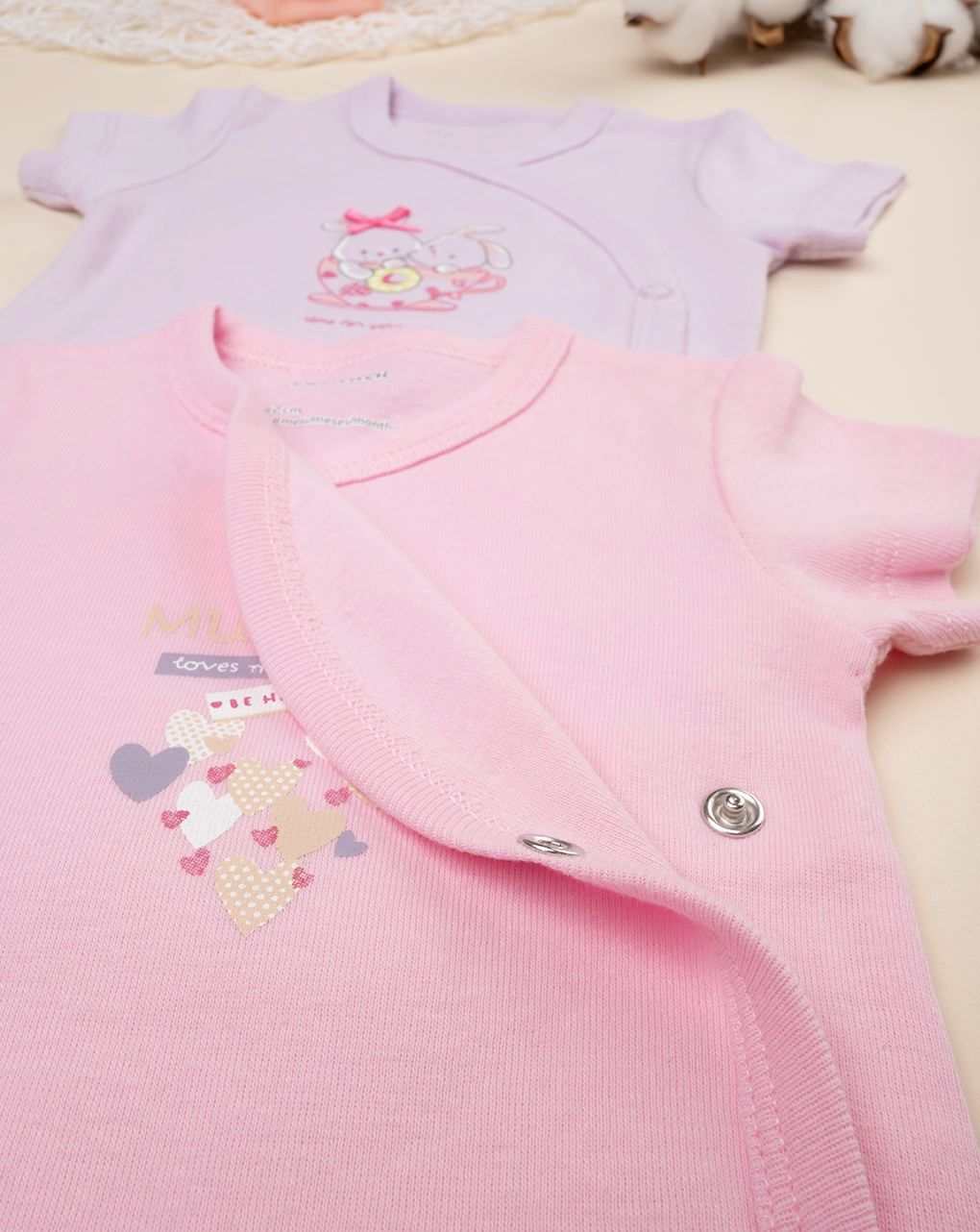 βρεφικά κορμάκια με λαγουδάκια πακέτο x5 για κορίτσι - Prénatal