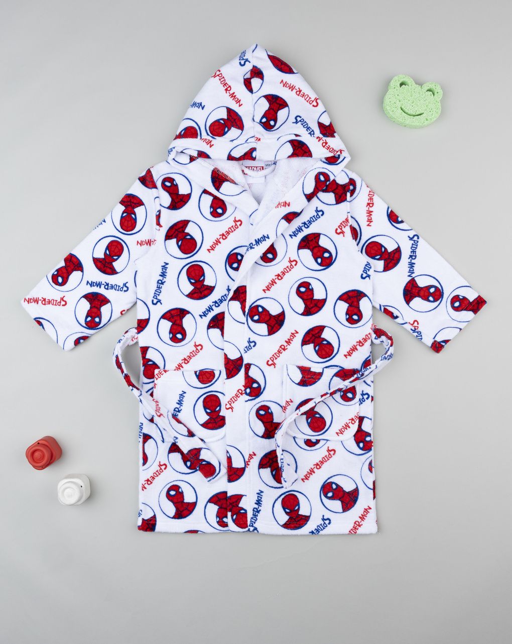 παιδικό μπουρνούζι σενίλ λευκό spiderman για αγόρι