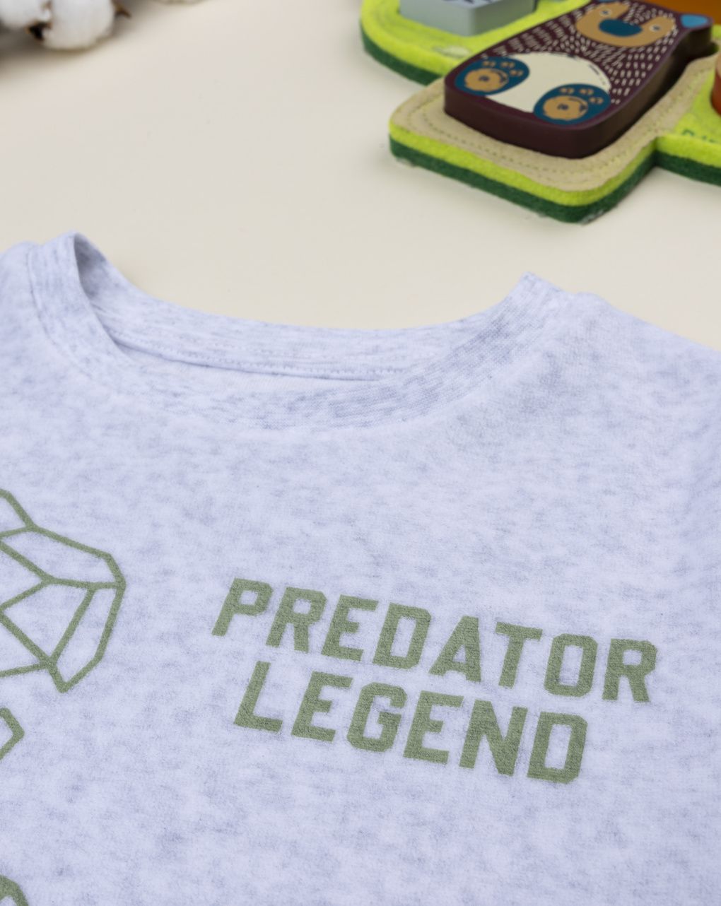 παιδική πιτζάμα σενίλ γκρι/λαδί dino για αγόρι - Prénatal