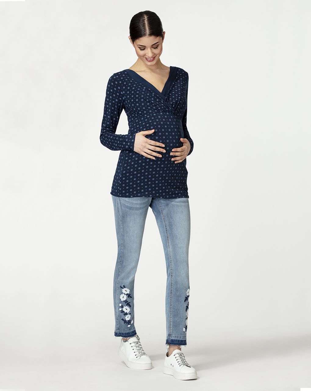 γυναικεία μπλούζα εγκυμοσύνης/θηλασμού μπλε φλοράλ