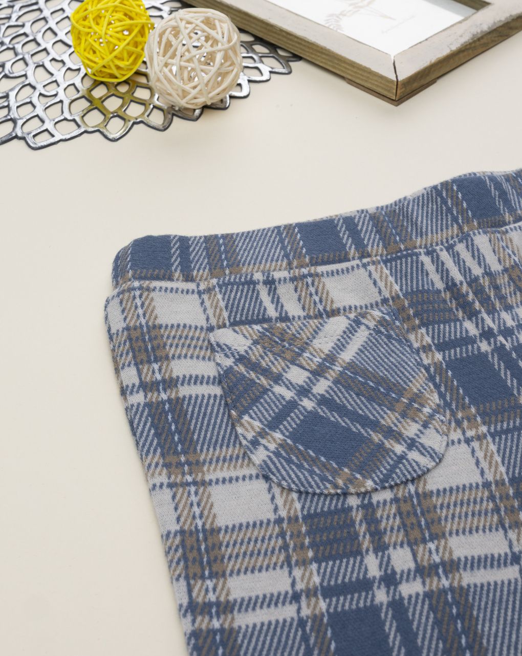 παιδικό κολάν καρό μπλε/καφέ για κορίτσι - Prénatal