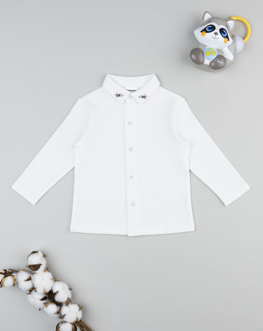 βρεφικό πουκάμισο λευκό με σκυλάκια για αγόρι
