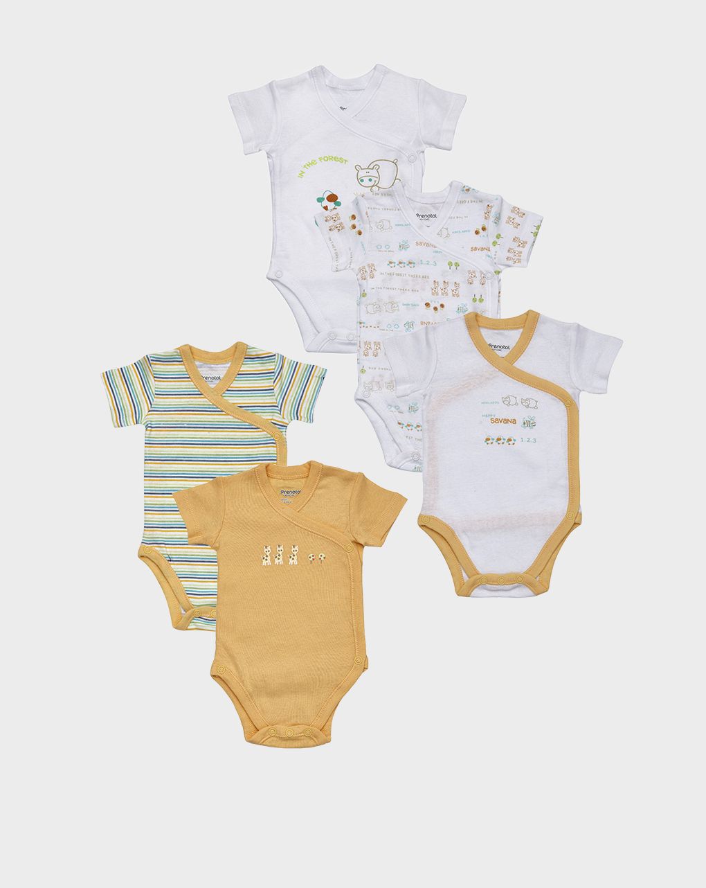 βρεφικά κορμάκια πακέτο x5 με ζωάκια για αγόρι
