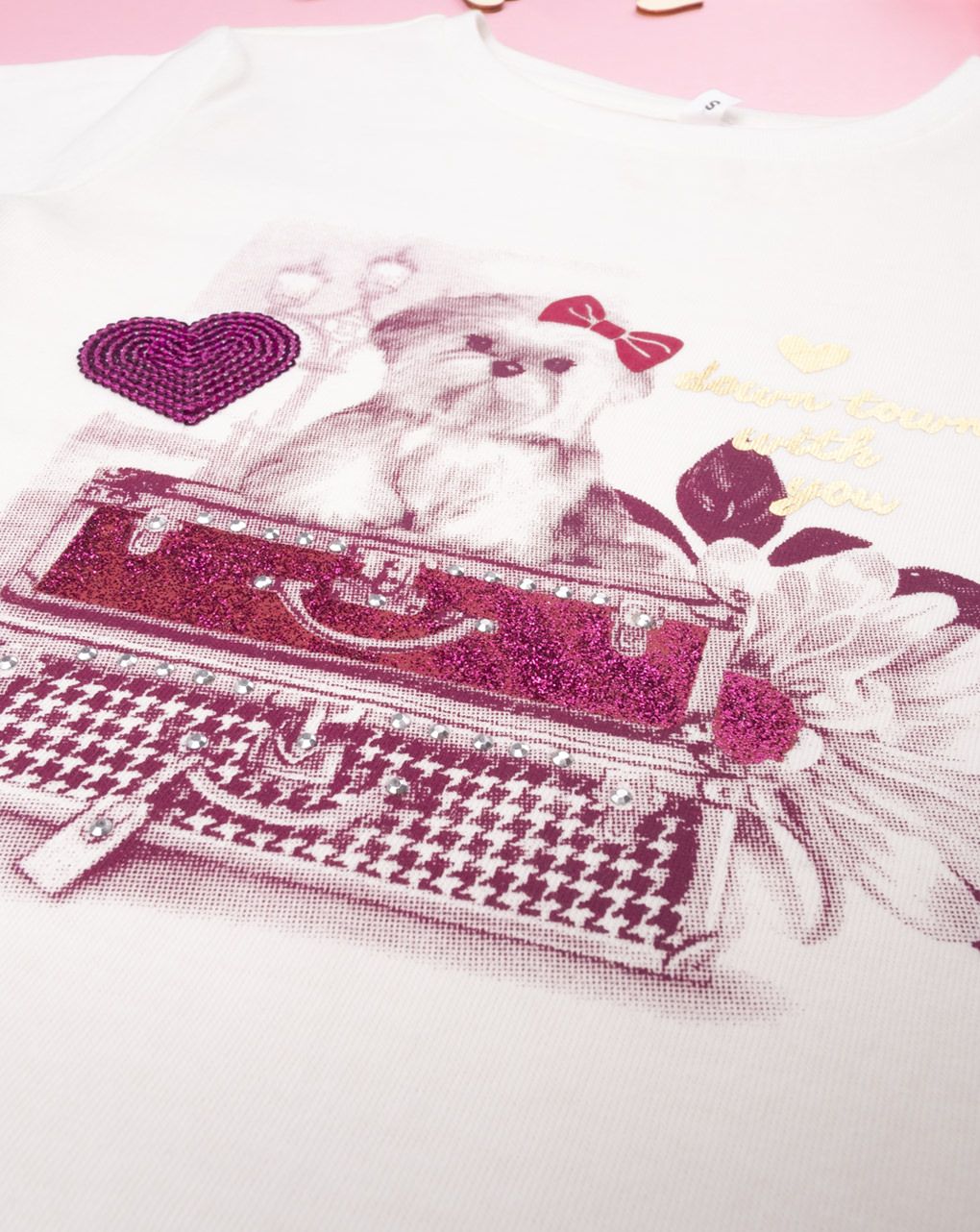 παιδική μπλούζα λευκή με σκυλάκι για κορίτσι - Prénatal