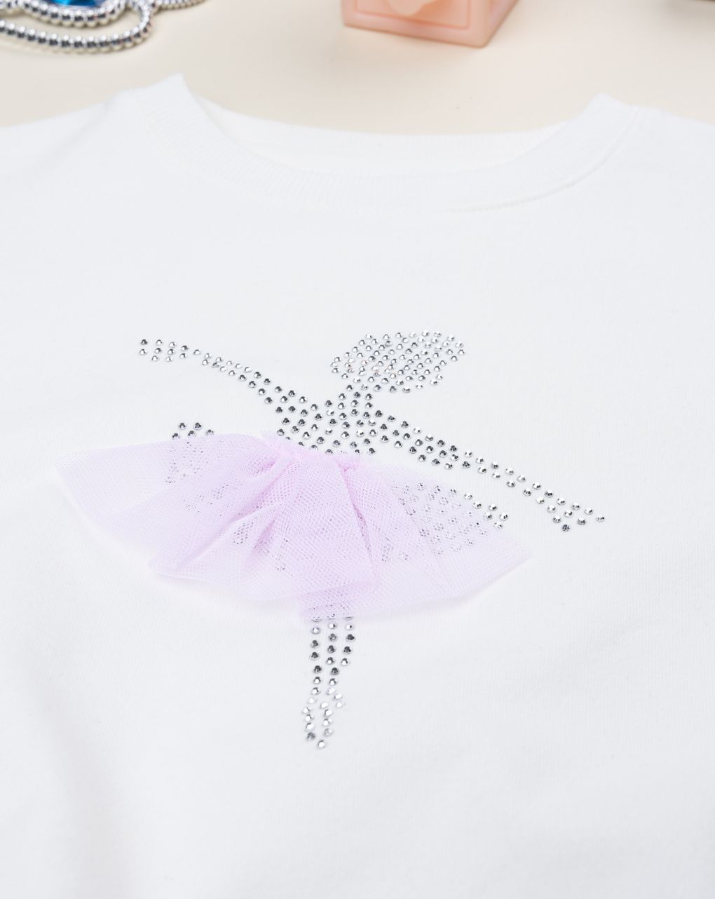 παιδική μπλούζα φούτερ λευκή με μπαλαρίνα για κορίτσι - Prénatal