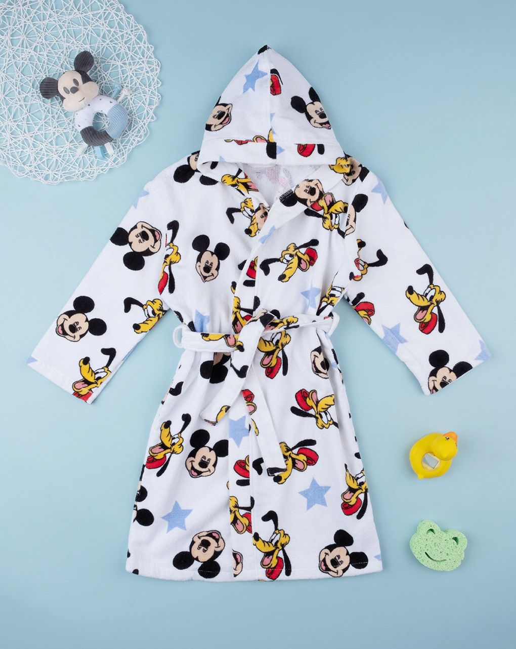 παιδικό μπουρνούζι σενίλ λευκό mickey για αγόρι - Prénatal