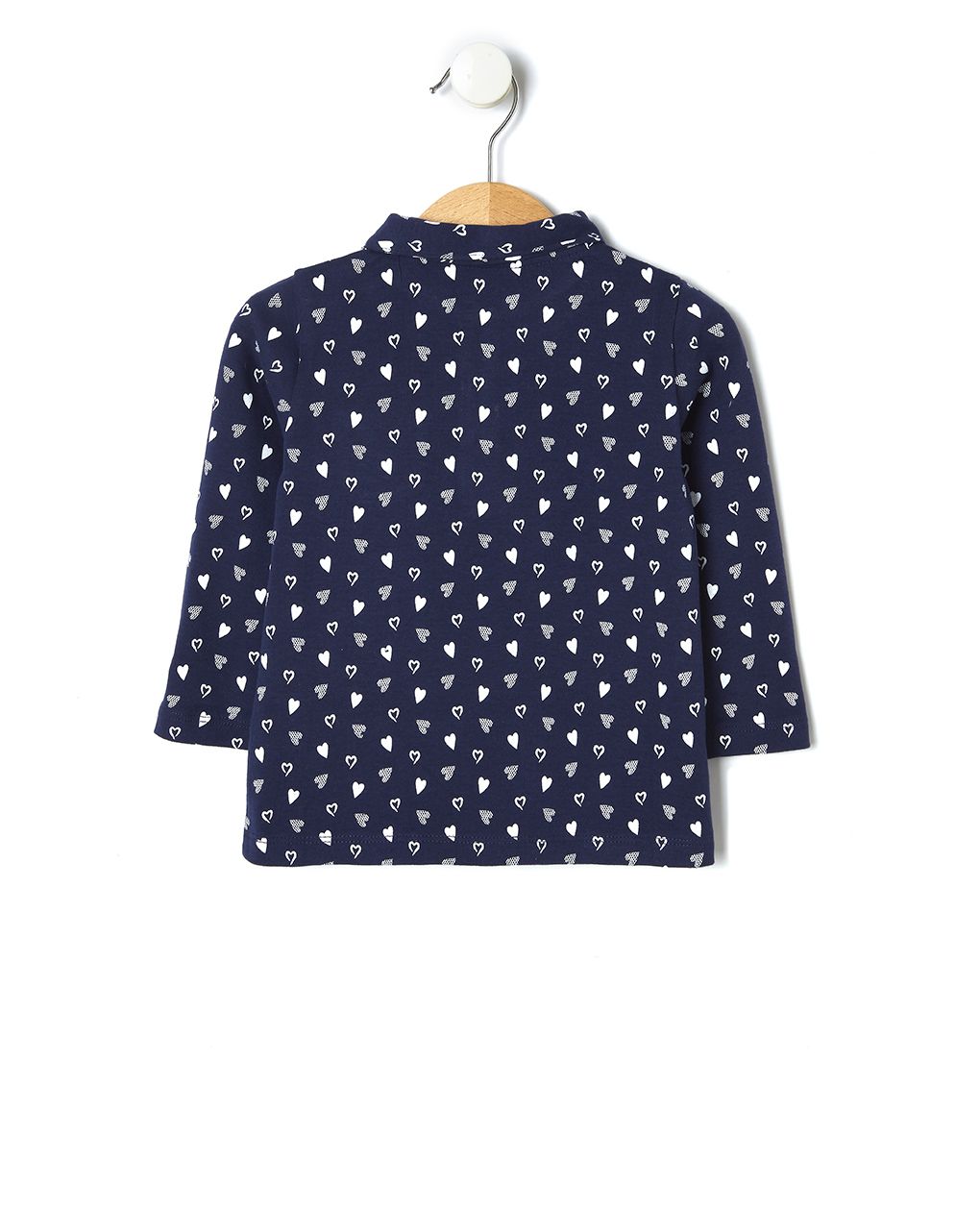 βρεφική μπλούζα πόλο μπλε με καρδούλες για κορίτσι - Prénatal