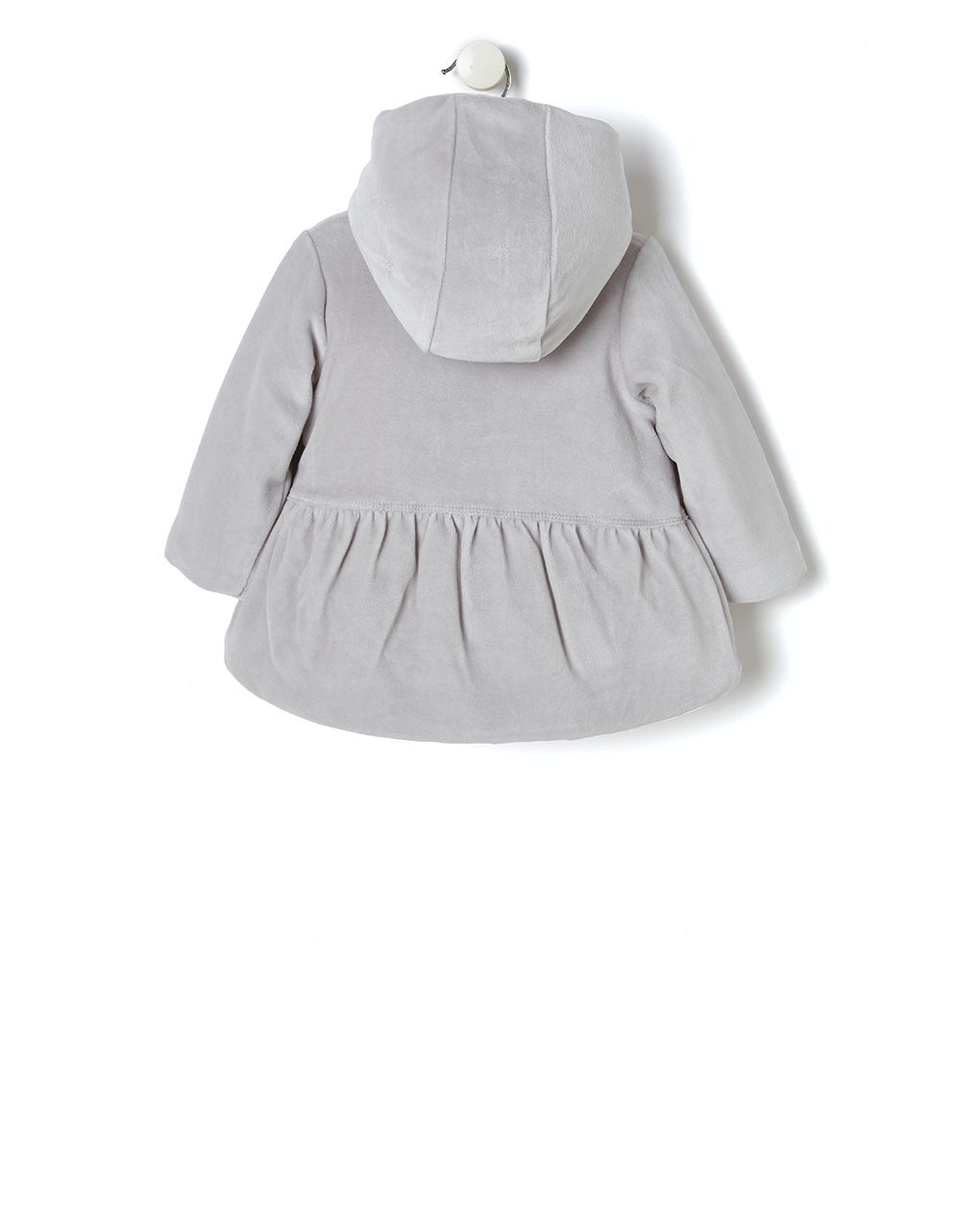 βρεφικό μπουφάν σενίλ γκρι με φιογκάκια για κορίτσι - Prénatal