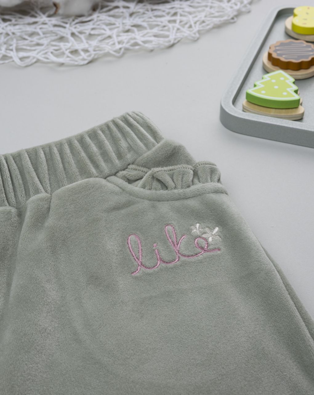 βρεφικό παντελόνι φόρμας σενίλ λαδί like για κορίτσι - Prénatal