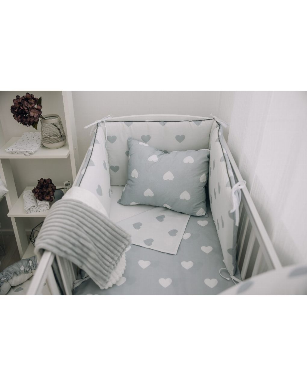 Bubaba σετ για κρεβάτι 6 τμχ gray hearts 83723 - BUBABA