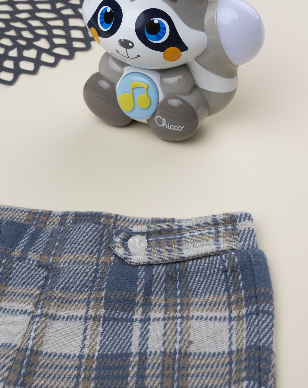 βρεφικό κολάν καρό μπεζ/μπλε για κορίτσι - Prénatal