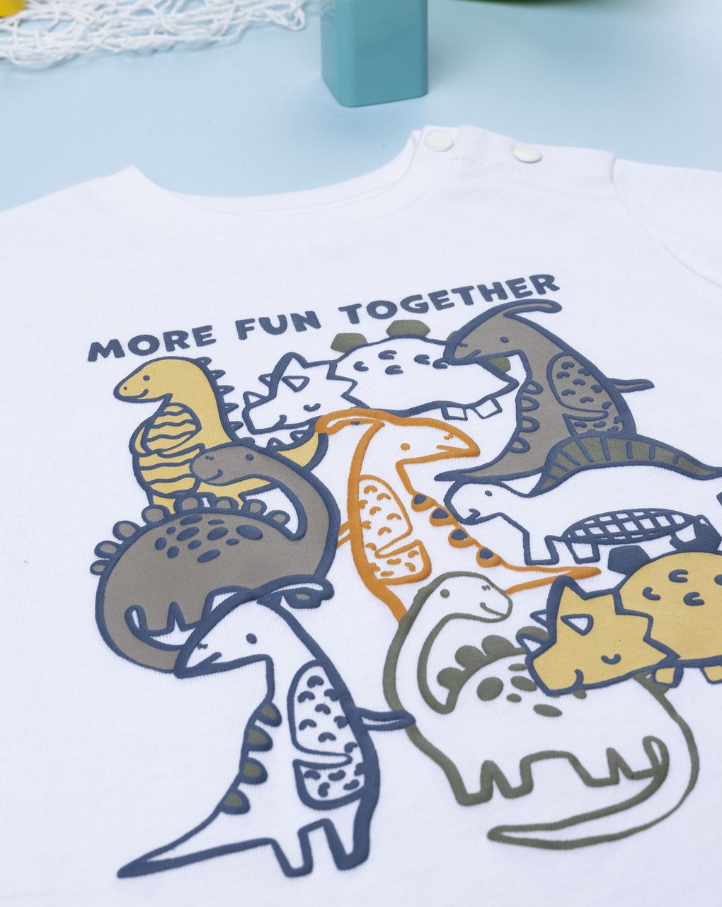 βρεφική μπλούζα λευκή με δεινόσαυρους για αγόρι - Prénatal