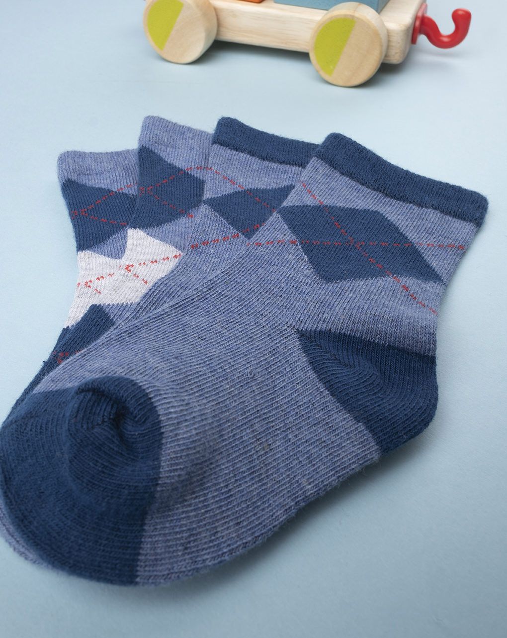 βρεφικές κάλτσες μπλε/χακί πακέτο x4 για αγόρι - Prénatal