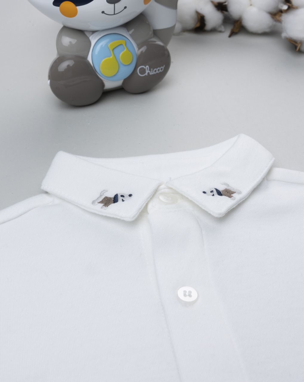 βρεφικό πουκάμισο λευκό με σκυλάκια για αγόρι - Prénatal