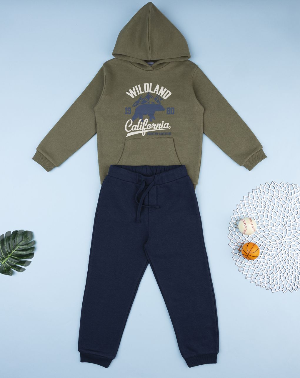 παιδικό σετ μπλούζα φούτερ και φόρμα wildland για αγόρι