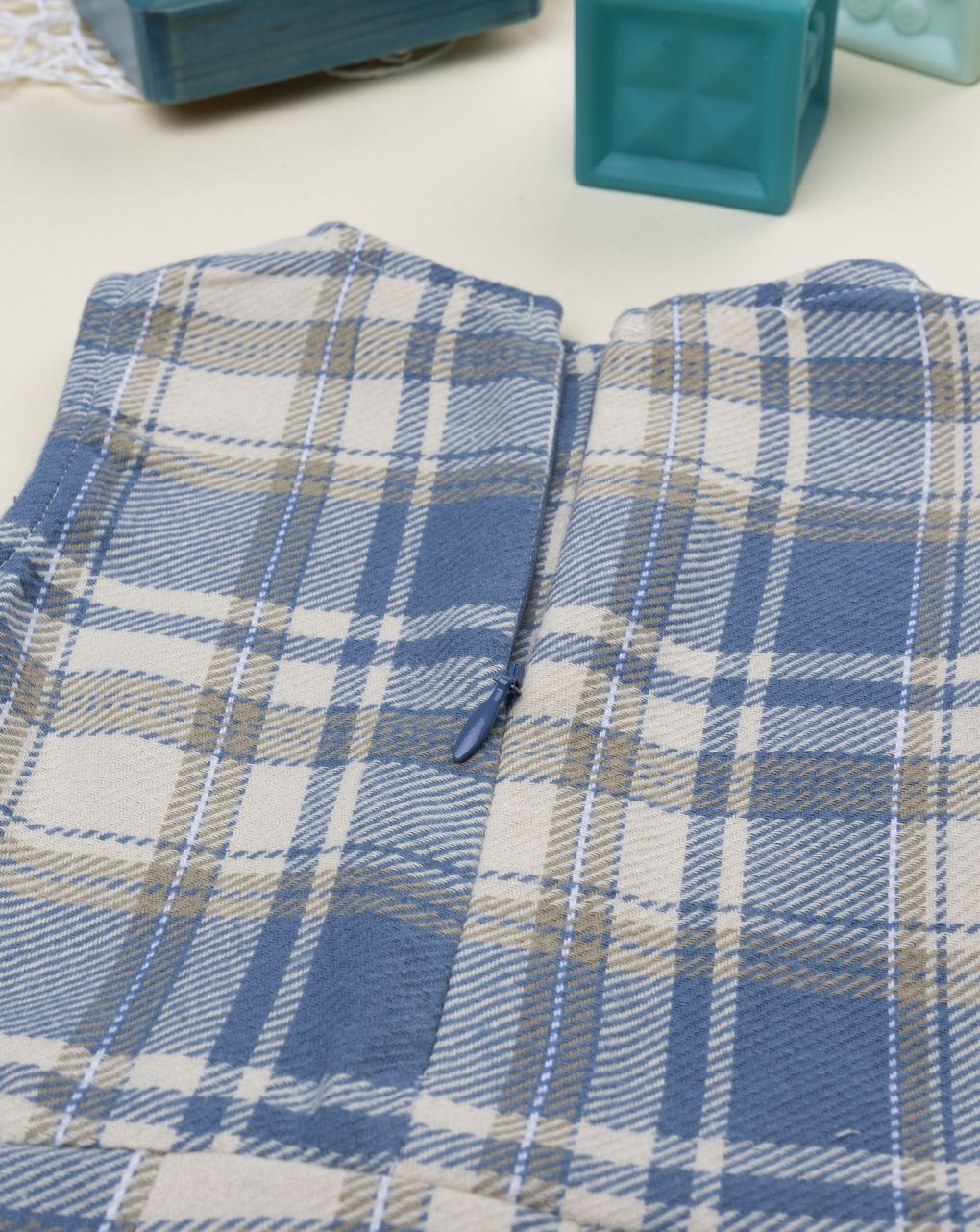 βρεφικό φόρεμα καρό μπλε/μπεζ για κορίτσι - Prénatal