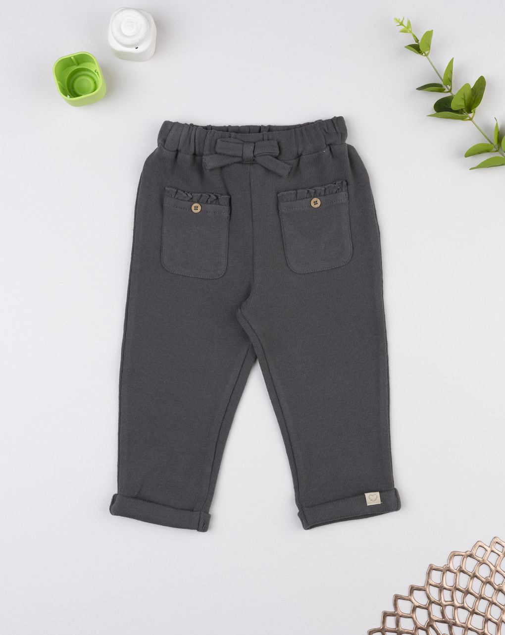 βρεφικό παντελόνι φόρμας γκρι με τσέπες για κορίτσι