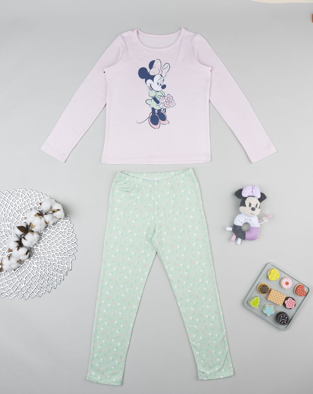 παιδική πιτζάμα ροζ/πράσινη minnie για κορίτσι