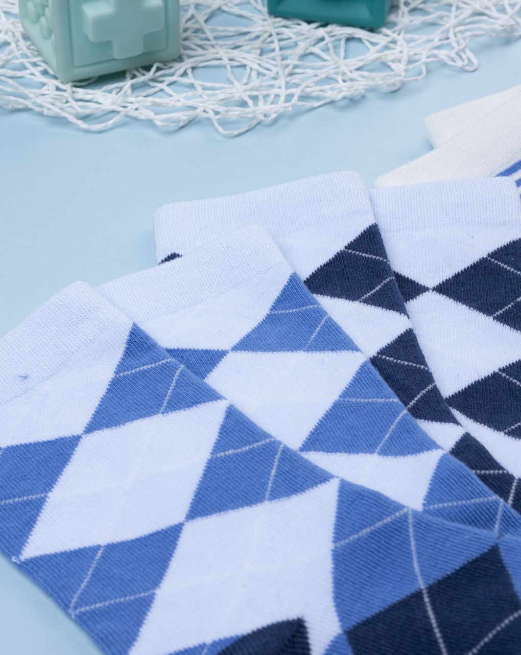 παιδικά καλτσάκια πακέτο x4 με ριγέ/καρό για αγόρι - Prénatal