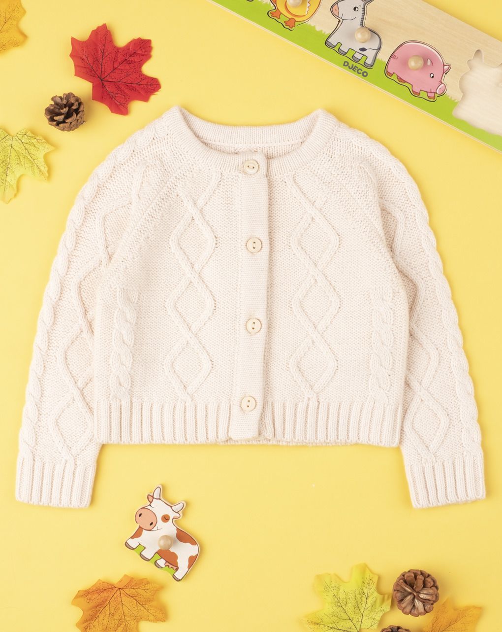 βρεφική ζακέτα πλεκτή μπεζ για κορίτσι
