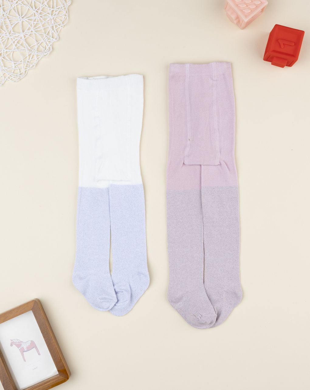 βρεφικά καλσόν πακέτο x2 με lurex για κορίτσι - Prénatal