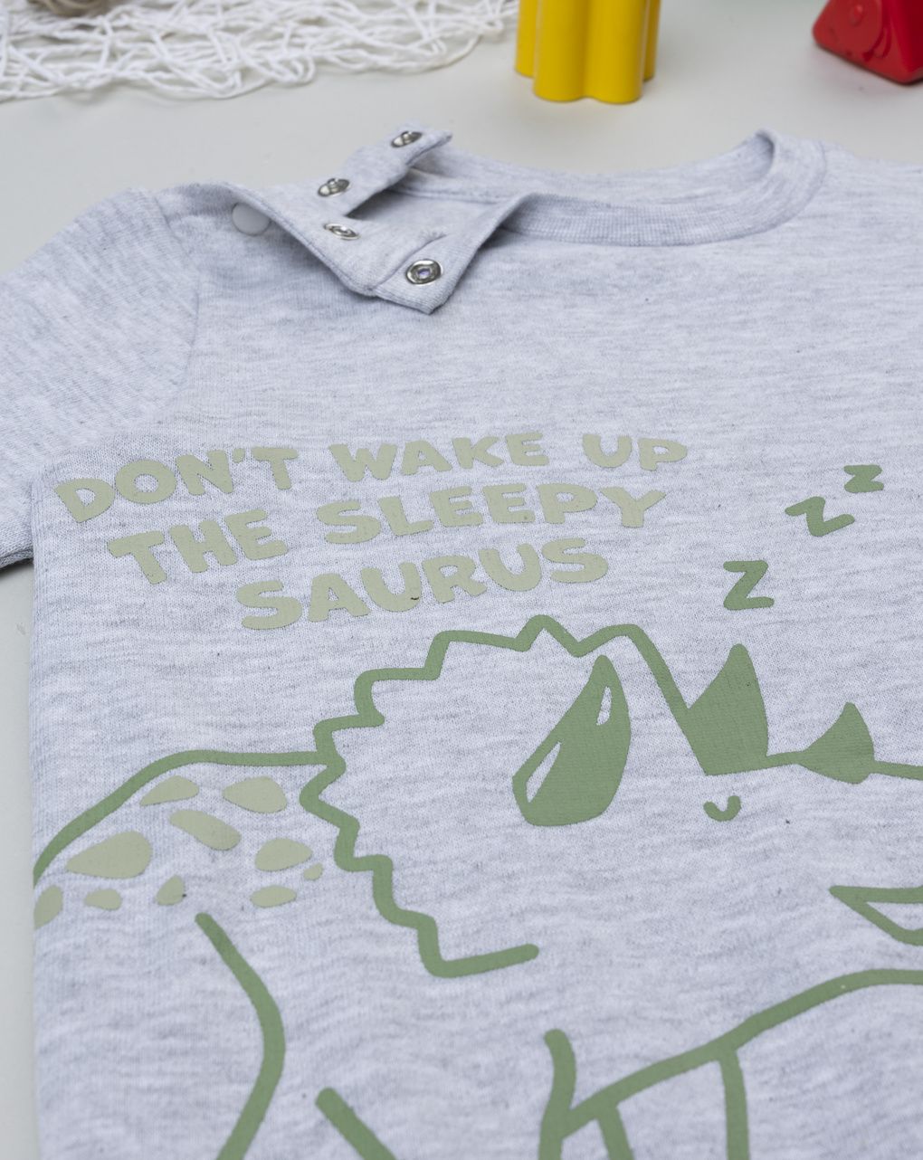 βρεφική πιτζάμα γκρι/πράσινη dino για αγόρι - Prénatal