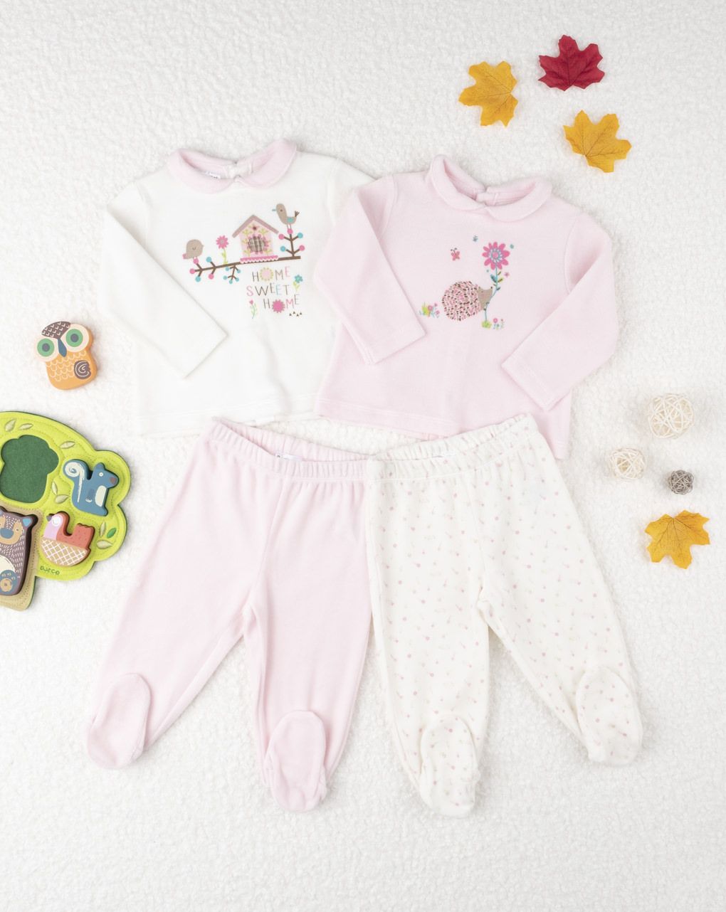 βρεφικά σετάκια σενίλ πακέτο x2 home για κορίτσι