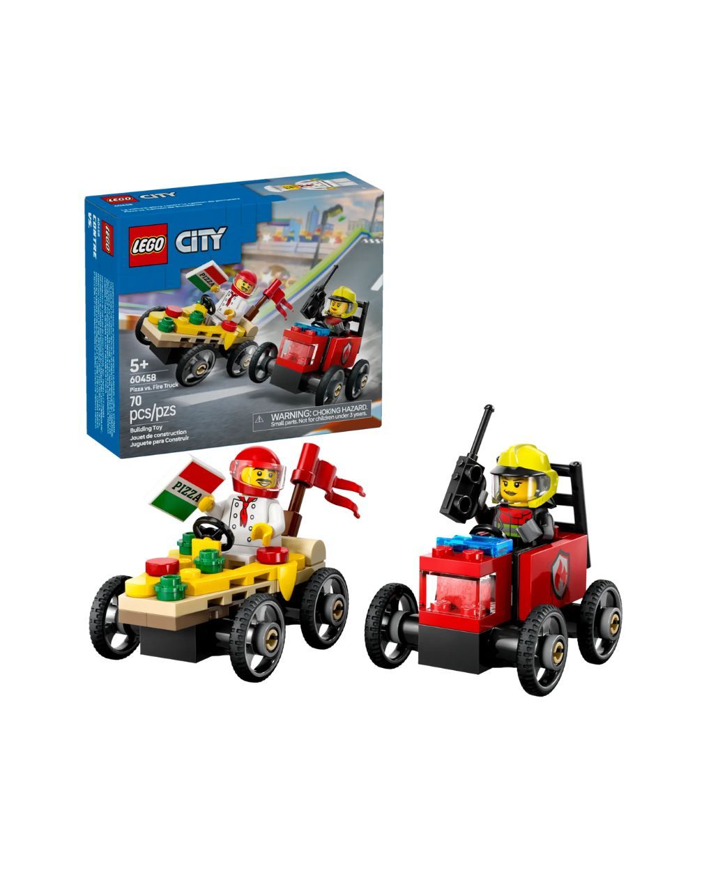 Lego city pizza vs. fire truck race car 60458 - Lego