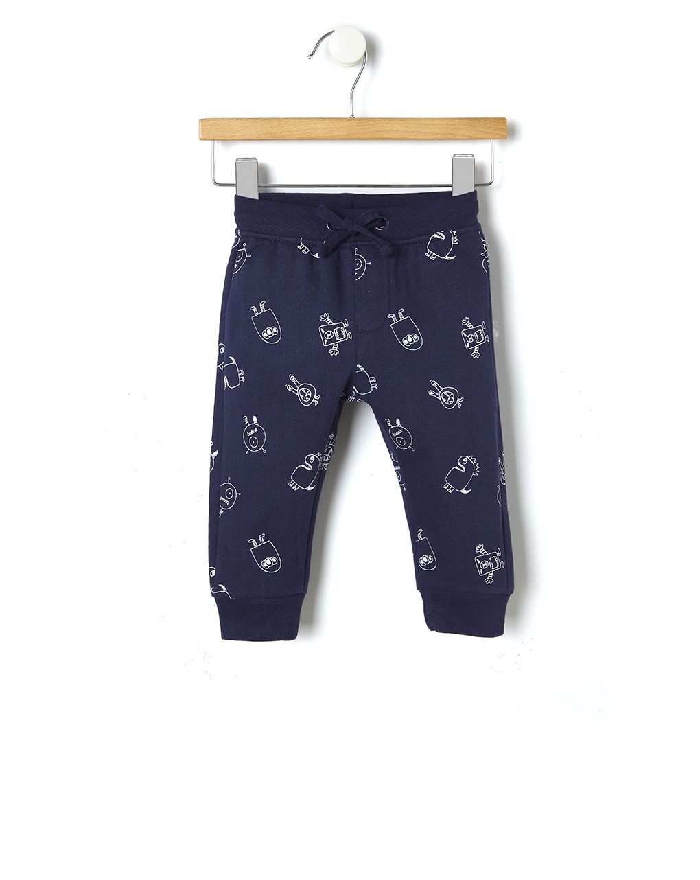 βρεφικό παντελόνι φούτερ μπλε με ρομπότ για αγόρι