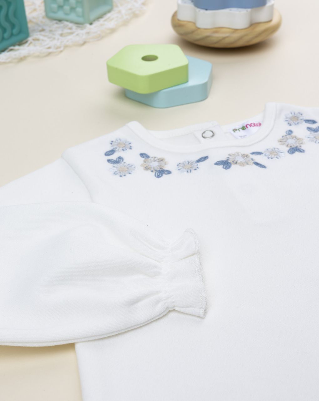 βρεφικό κορμάκι λευκό με λουλούδια για κορίτσι - Prénatal